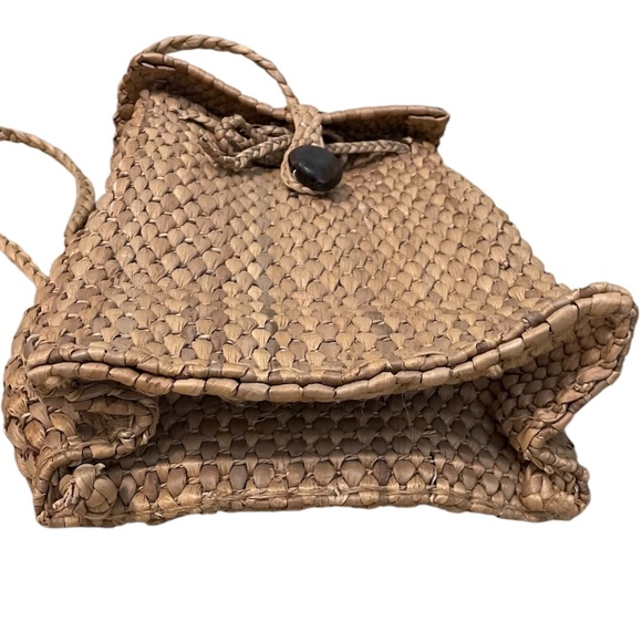 New Handmade Sea Grass Tropical Backpack Purse Tan, - Picture 6 of 7